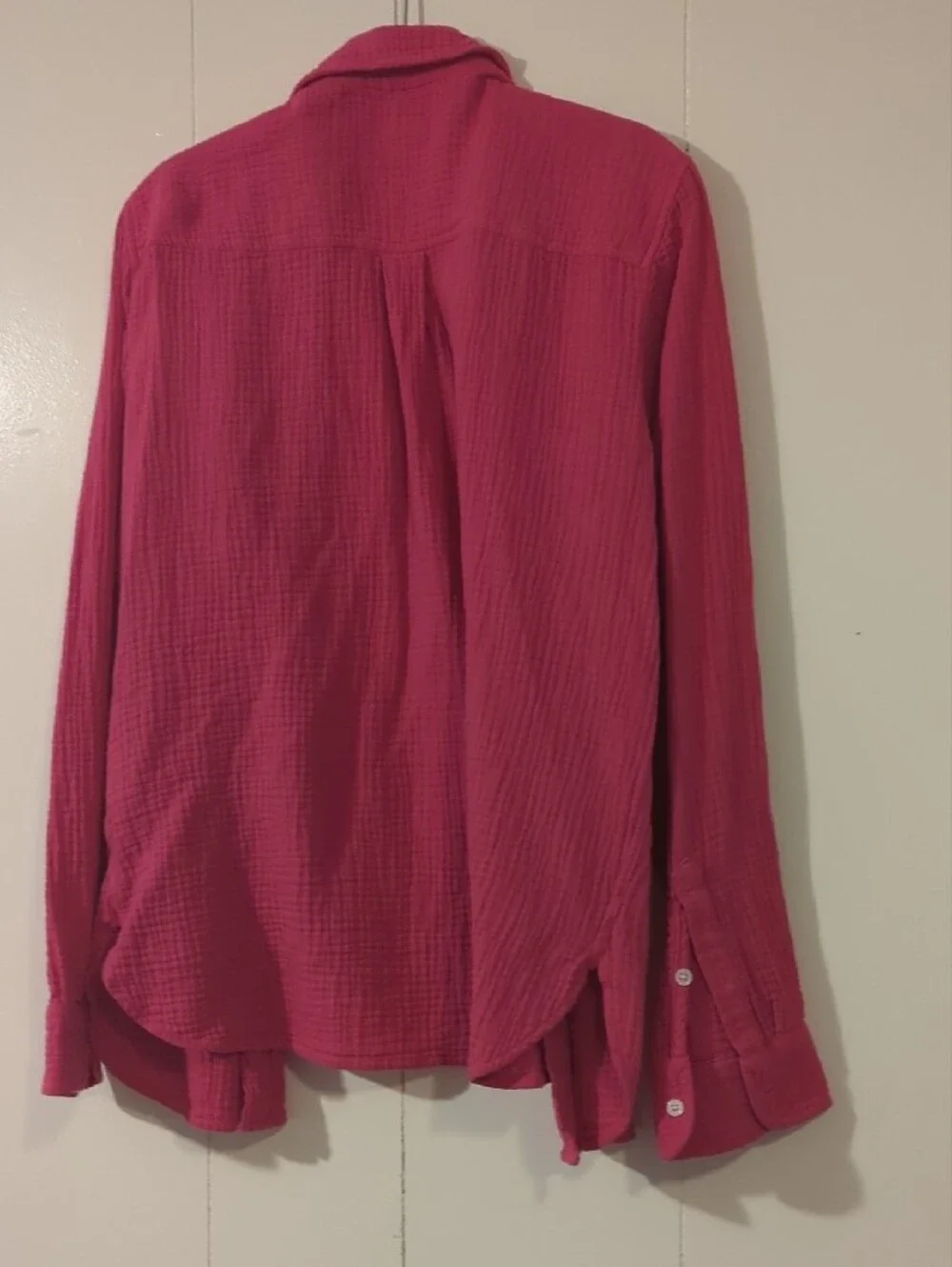 J. Crew Bright Pink Gauze Button-Down Shirt